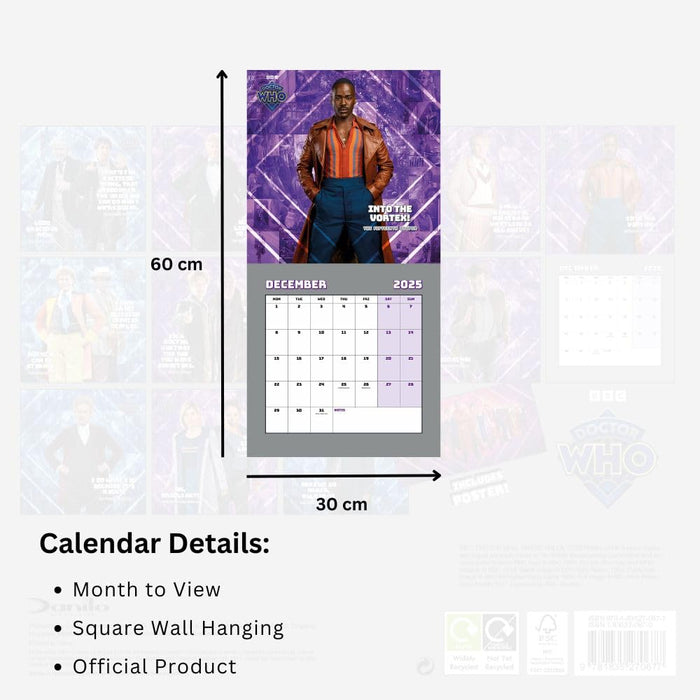 Doctor Who Classic Edition Square Calendar 2025