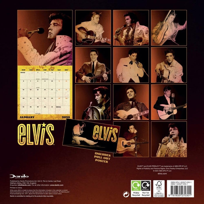 Elvis Presley Square Calendar 2025