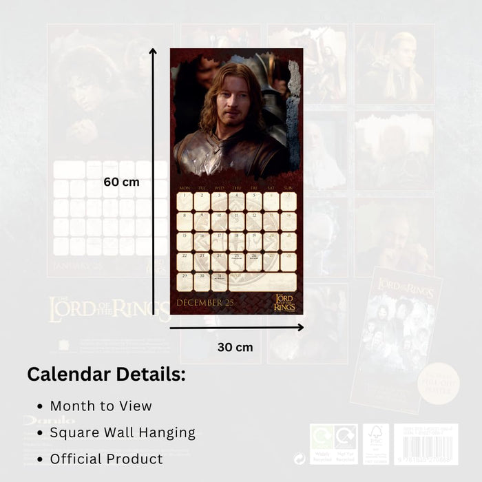 The Lord Of The Rings Square Calendar 2025