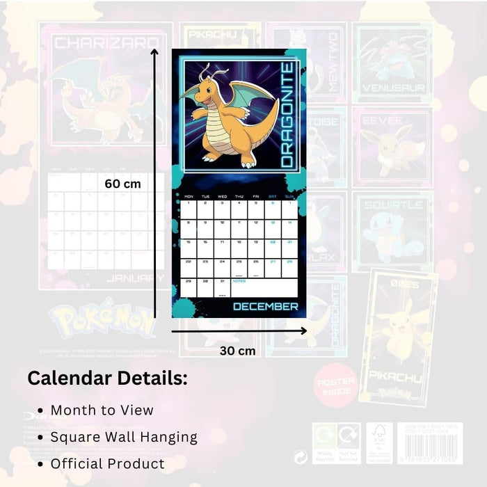 Pokemon Square Calendar 2025