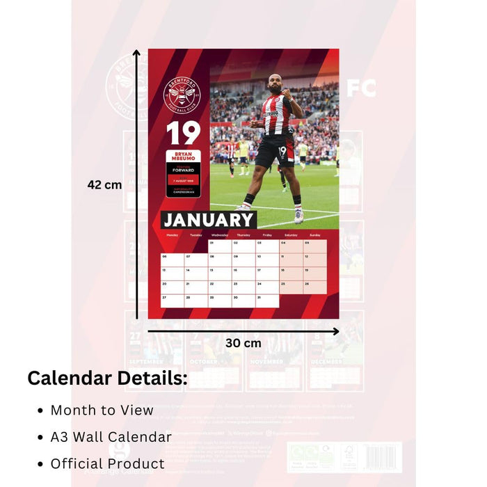 Brentford FC A3 Calendar 2025