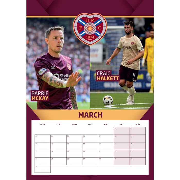 Hearts FC A3 Calendar 2025