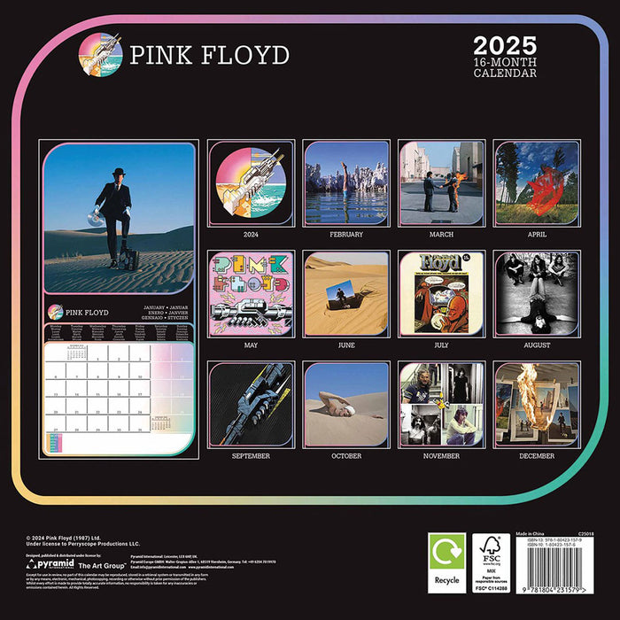 Pink Floyd Square Calendar 2025