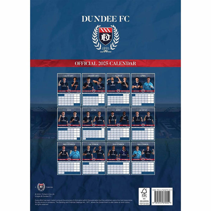 Dundee FC A3 Calendar 2025