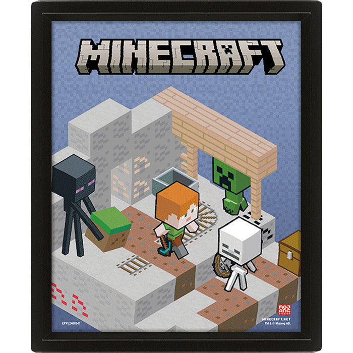 Minecraft Terrain Framed 3D Picture