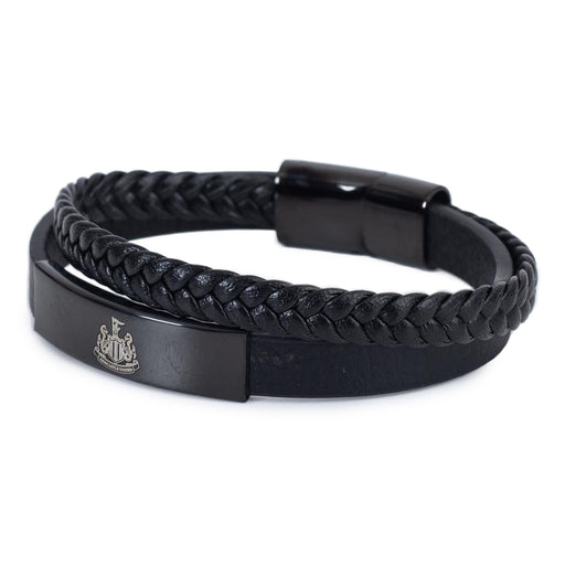 Newcastle United FC Black IP Leather Bracelet