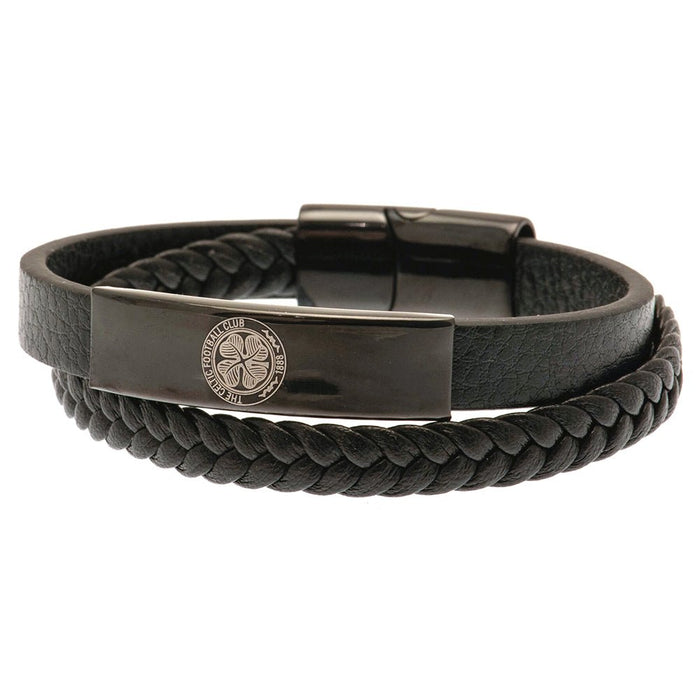 Celtic FC Black IP Leather Bracelet - Excellent Pick