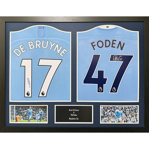 Manchester City FC De Bruyne & Foden Signed Shirts (Dual Framed) - Excellent Pick