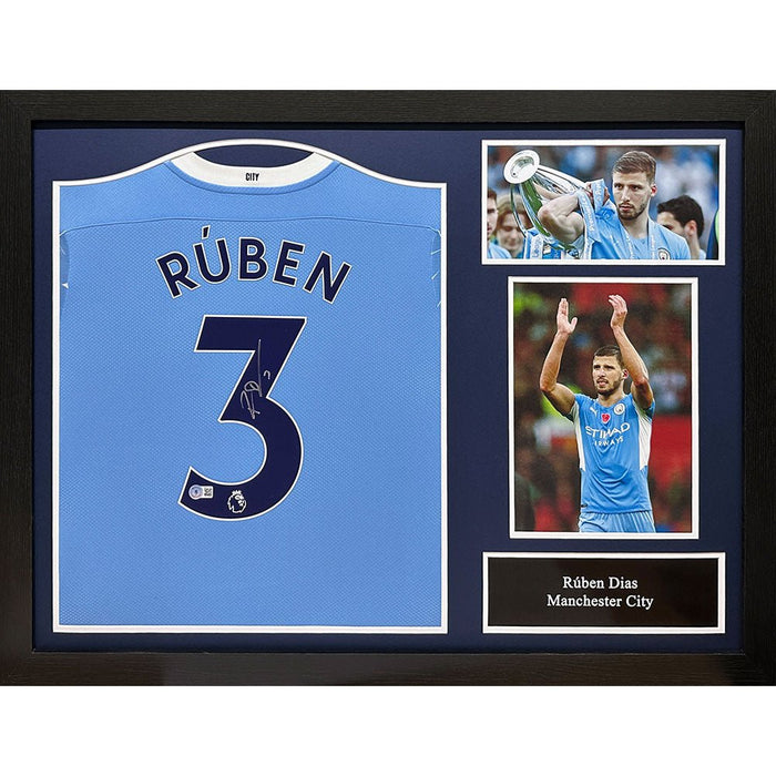 Manchester City FC Dias Signed Shirt (Framed) - Excellent Pick