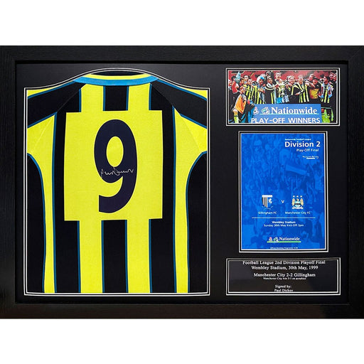 Manchester City FC Dickov Signed Shirt (Framed) - Excellent Pick