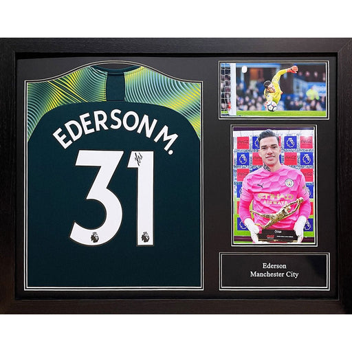 Manchester City FC Ederson Signed Shirt (Framed) - Excellent Pick