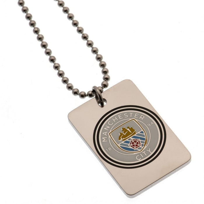 Manchester City FC Enamel Crest Dog Tag & Chain - Excellent Pick