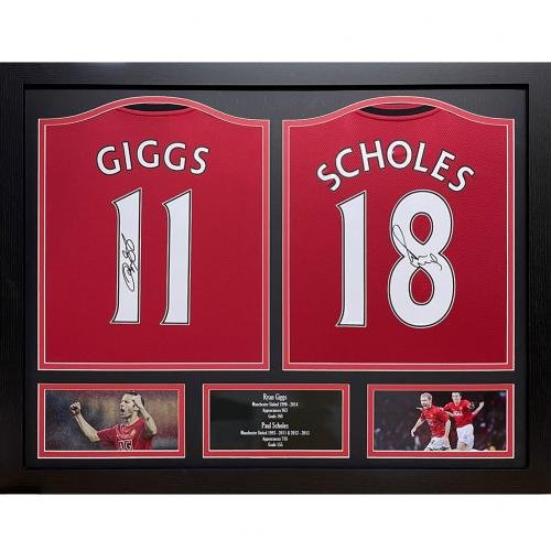 Manchester United FC Giggs & Scholes Signed Shirts (Dual Framed) - Excellent Pick