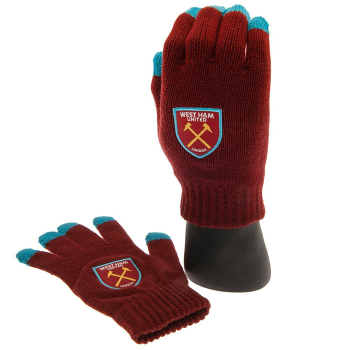 West Ham United FC Touchscreen Knitted Gloves Adults - Excellent Pick